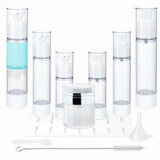 11 Pack Airless Pump Jar & Airless Pump Bottles Set, Moisturizer Pump, TSA Ap...