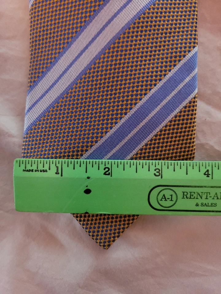 Corbata Bernini Beverly Hills para hombre rayas iridiscentes dorado azul gris 60 x 3,75 Foto 4 de 4