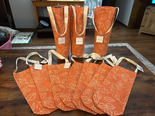 Bulk Lot Of 30 Fabric Wine Bags Pumpkin Thanksgiving Pink Fall - Picture 7 of 16