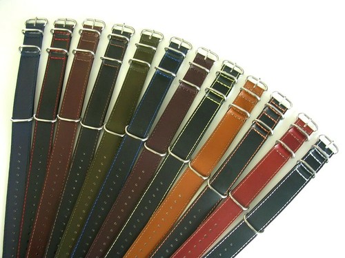 22mm Tan NATO G10 Oily Leather watch band UTC Pilot Military strap IW SUISSE usa - Picture 7 of 11