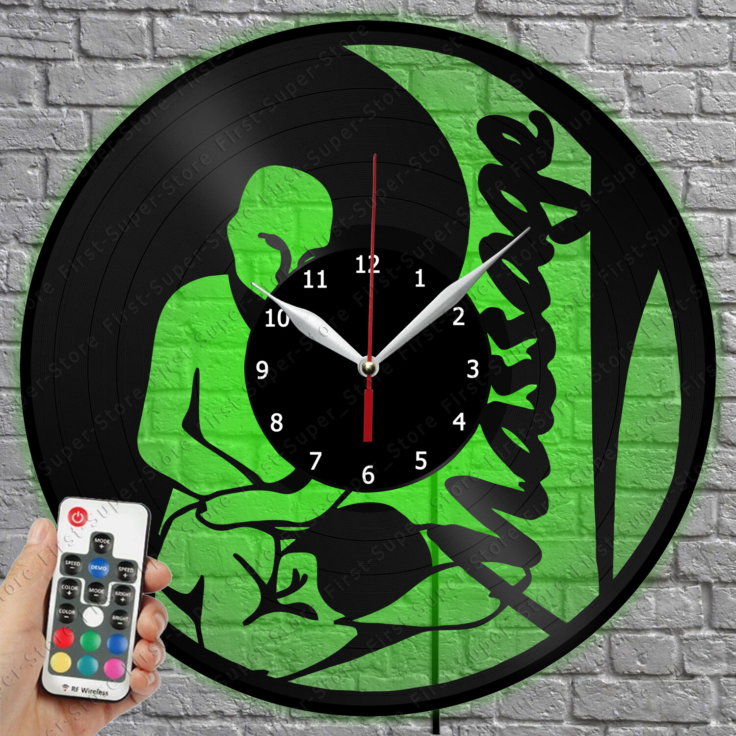 LED Massage Vinyl Record Wall Clock with LED Light Display 1732-image