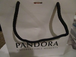 Pandora Gift Bag Shopping Bag with Tissue Paper and Attached Ribbon Used Once