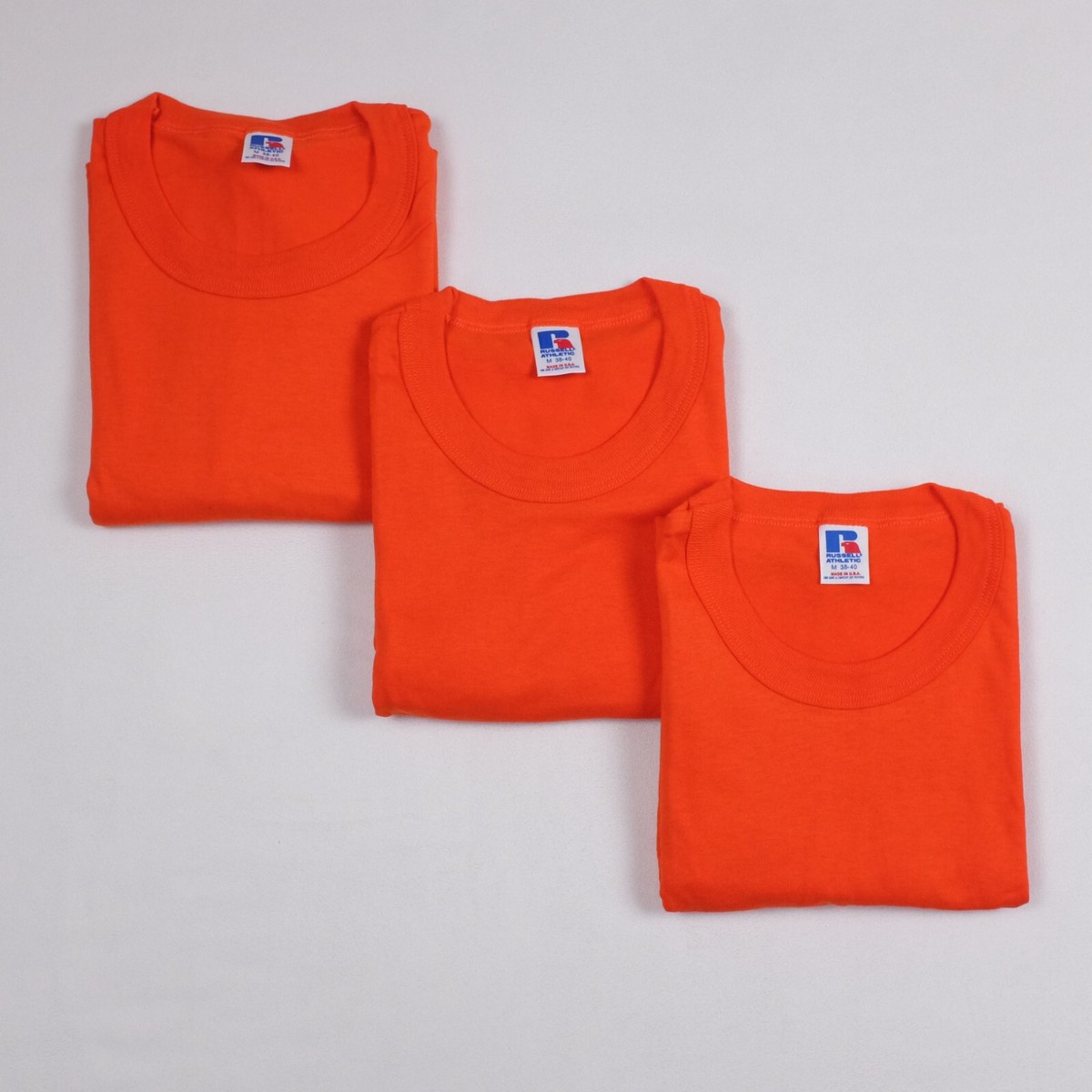 Vintage Russell Athletic Adult M Orange Basic T-Shirt - Lot of 3