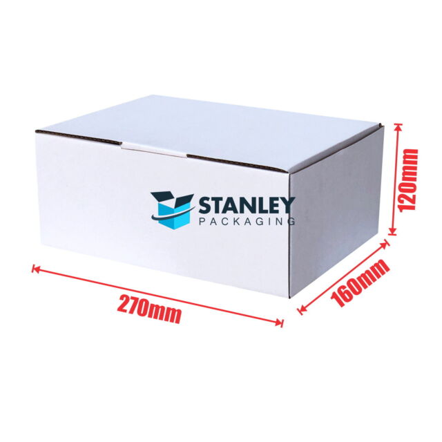 100x Mailing Box Diecut 270x160x120mm Cardboard Carton White Shipping Boxes 100x Mailing Box Diecut 270x160x120mm Cardboard Carton White Shipping Boxes