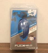 Mueller Athletic Supporter w/ Flex Shield Cup - White/Blue - Youth Large