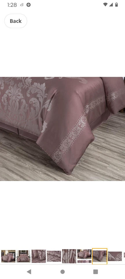 Chezmoi Coll.Floral Jacquard Comforter Set/Queen/Woodrose & Gray/#7 Pcs. - Image 2 of 4