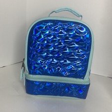 Mermaid Scales Dual Compartment Lunch Bag Box Insulated Teal Blue New Ships Fast