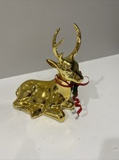 Gold Deer With Antlers Christmas Decoration In Orig Box