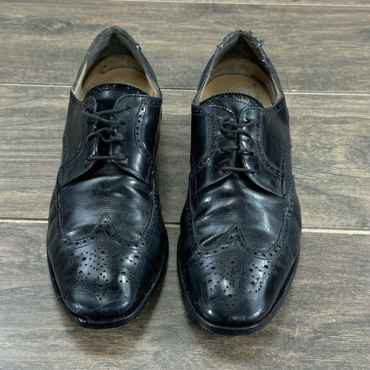 Salvatore Ferragamo Dress Shoes Mens 8.5 C Black Leather Brogue