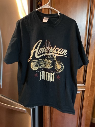 American Iron Motorcycle Mens T Shirt Size XL Gildan Black