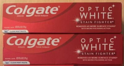 2 Optic White Colgate  Toothpaste Stain Fighter Fresh Mint Gel 6oz