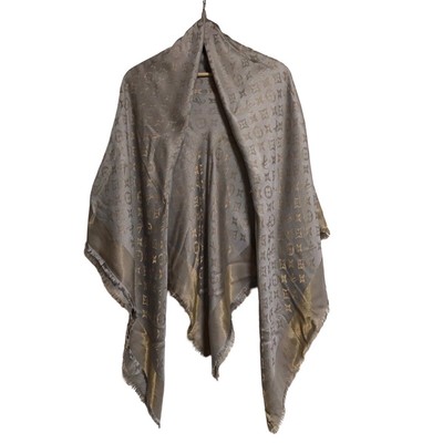 Auth LOUIS VUITTON Shawl Monogram Shine M75121 Gray-Beige - Scarf 