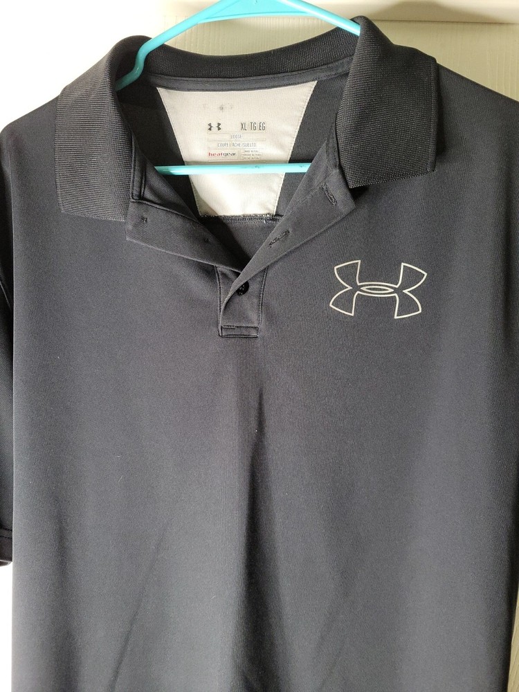 Under Armour  Men’s Polo Golf Shirt Black Loose Fit Size XL