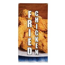 Vertical Vinyl Banner Multiple Sizes Fried Chicken Food and Drink Outdoor