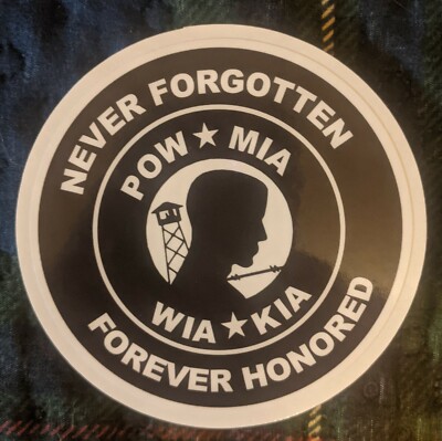 POW MIA KIA WIA Sticker Never Forgotten Forever Honored Sticker Decal 3 ...