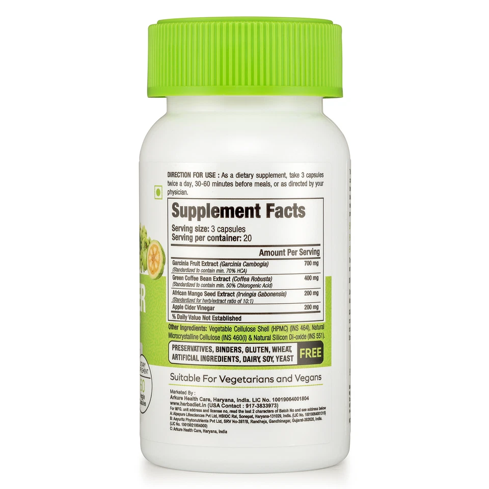 Garcinia Cambogia, Café Verde, Mango Africano Pérdida de Peso Extrema Tapa Quema Grasa Foto 2 de 4