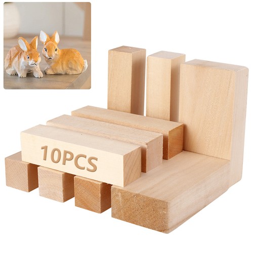 10Pcs Basswood Carving Block Soft Wood Carving 2 Sizes Unfinished Wood Block♺ - Picture 1 of 11