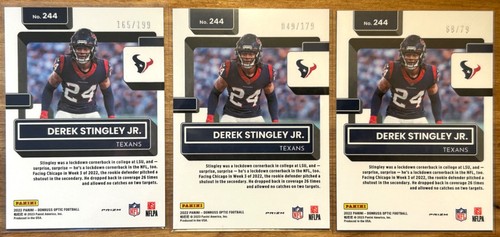 2022 Donruss Optic - Derek Stingley Jr - Rookie Lot (3) - Pink Velocity Blue ๐ - Picture 5 of 8