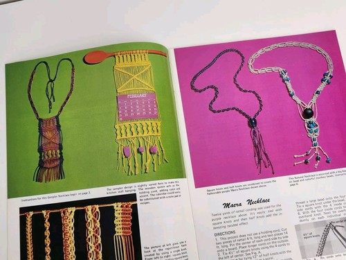 Macrame Jewelry Bags Gifts Patterns Booklet Lot Vtg 70s Handbook Common Knots - Picture 3 of 10