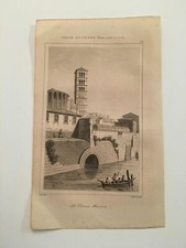 KP7) Ancient Roman Rome Entrance to the Sewer Italy 1850 Engraving