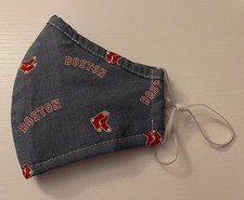 Boston Red Sox Baseball Sports Fabric Face Mask Reusable Adjustable Handmade