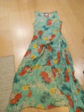 Citron Green Hibiscus High Low waist wrap Maxi  Dress Large