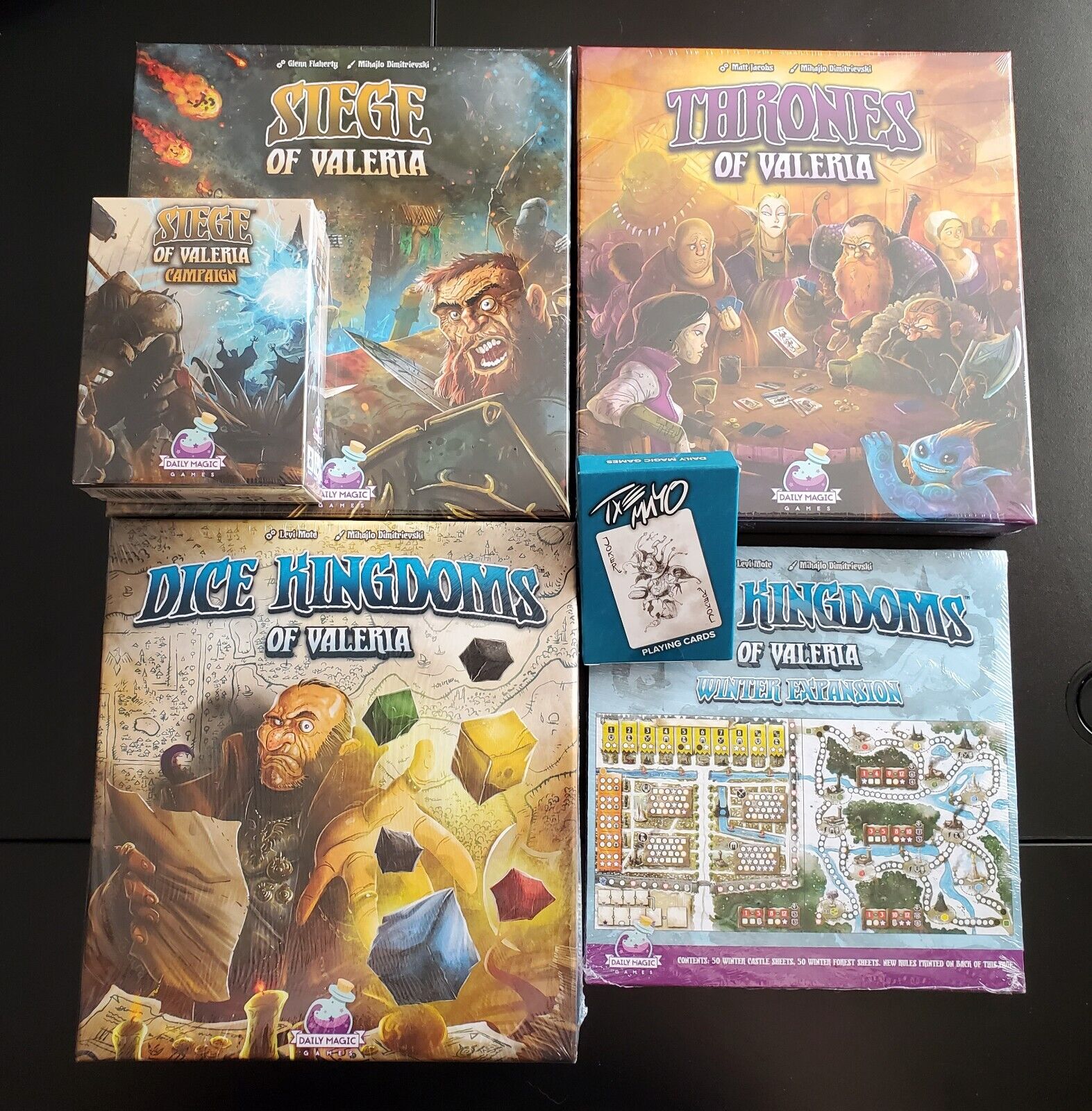 Dice Kingdoms, Thrones, + Siege of Valeria Board Games + Kickstarter  bonuses NEW