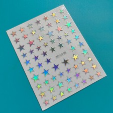 Aurora Stars Heart Nail Stickers 4 Pointed Stars Solid Hollow Stars Nail Decals