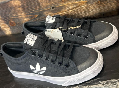 Adidas Nizza Trefoil Unisex Running Black Shoes FW5185 US Size 4.5