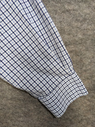 Ivy Crew Shirt Mens Medium Blue White Plaid Button-up Long Sleeve Pockets Career - Picture 5 of 11