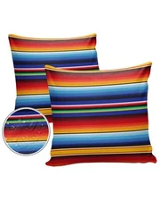 Outdoor Throw Pillow Covers Waterproof Pillow Cases 18x18 Colorful Mexican St...