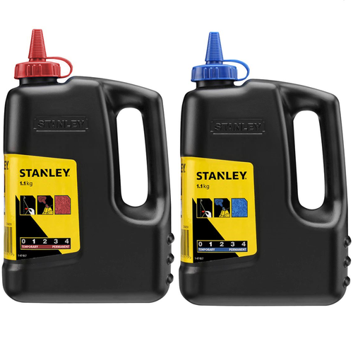 STANLEY Schlagschnurkreide 1100G Schlagschnurfarbe Kreidepulver Farbe Blau Rot - Bild 1 von 3