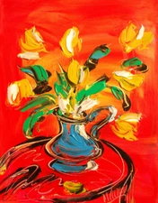 Vase  Tulips   Modern Abstract   Original Oil Painting  IMPRESSIONIST 45n54