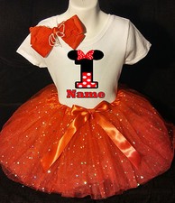 MINNIE MOUSE With NAME 1st first 1 Birthday red Tutu dress Fast Shipping