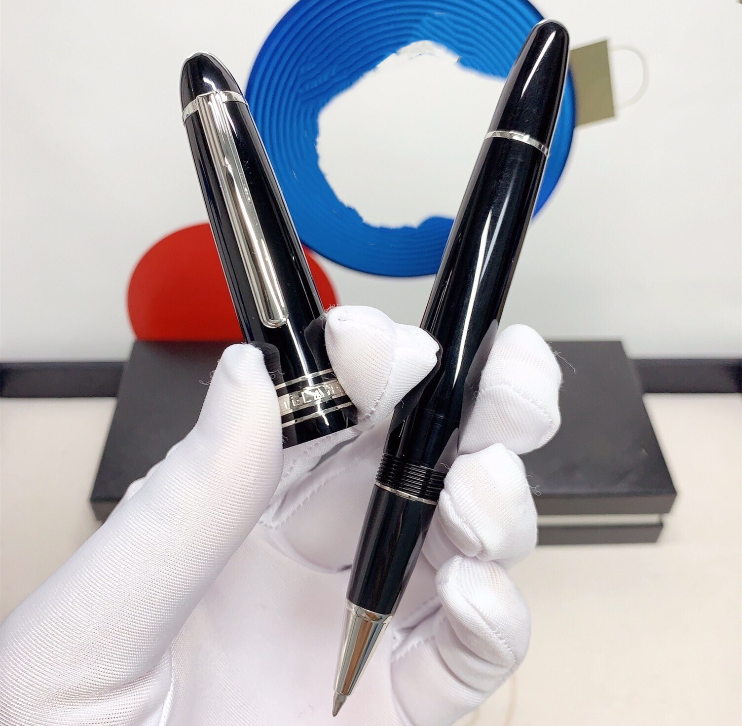 Deluxe Resin Series Bright Black Color - Silver Clip 0.7mm Rollerball Pen No Box