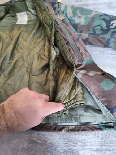 1970 Camo Military Cold Weather Coat W/Liner OG-106 M-65 Size Medium Gibraltar - Picture 12 of 21