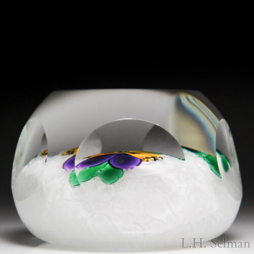 Perthshire Paperweights 2000 pansy faceted glass paperweight - Picture 2 of 2