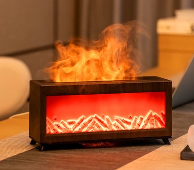 Fireplace Flame Humidifier Remote Control Mini Home Fragrance Diffuser Mute Work