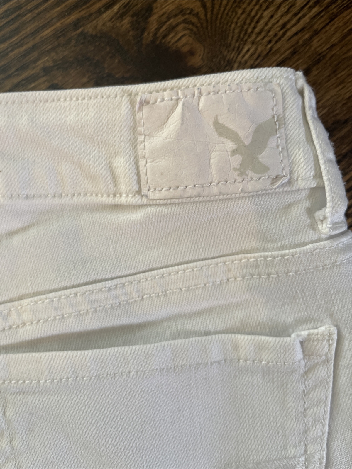 American Eagle Women's Jean Shorts Size 0/26 White Denim Stretch Raw Hem - View 9