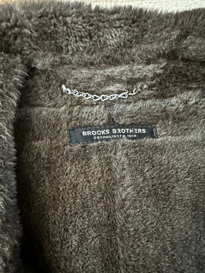 Vintage 60s Brooks Brothers Faux Fur Lined Collar Overcoat Wool Size 42 - Image 2 of 4