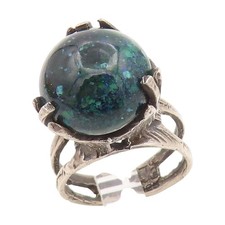 925 Sterling Silver Vintage Ring ISRAEL Gemstone Statement Band Sz 7 RG34920