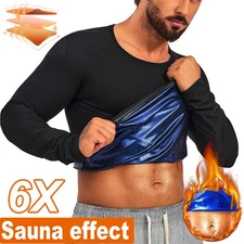 Men's Sauna Suits Shirt Waist Trainer Workout Sweat Enhancer Long Sleeve Tank US