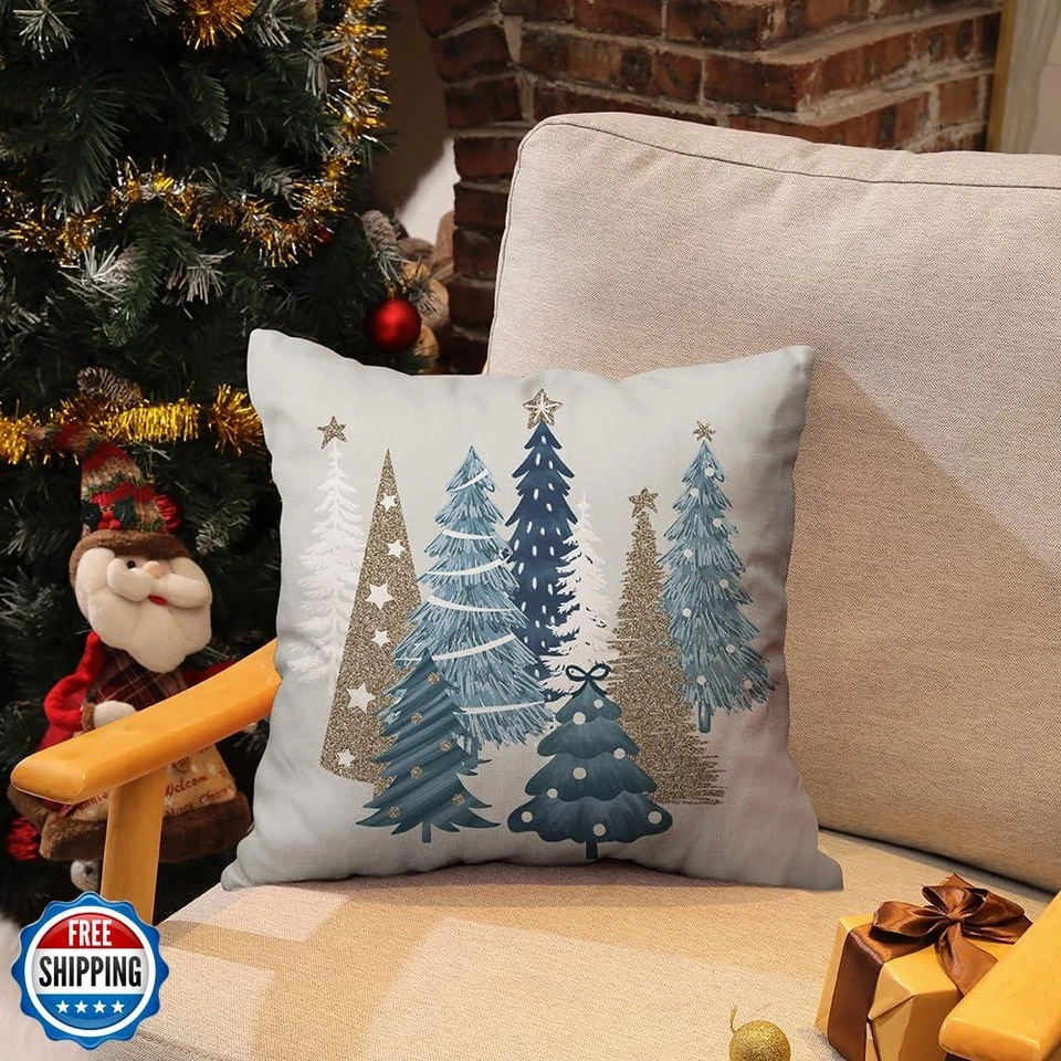 Conjunto de 2 capas de travesseiro de Natal DFXSZ 18x18 polegadas árvore de Natal lance decorativo - Imagem 4 de 4