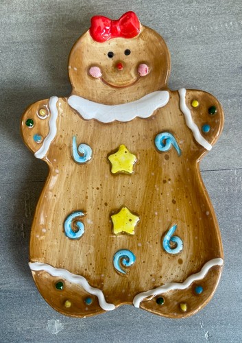 Vintage Ceramic Gingerbread GIRL Spoon Rest Trinket Dish LTD,LLC  8”x 5”