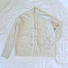 Ys Yohji Yamamoto Laine Wool Knit Cardigan Soft Shawl Loop Button White 2 Japan