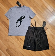NEW Under Armour Youth Big Boy Football Theme Tee  Drawstring Short Set YS-8 