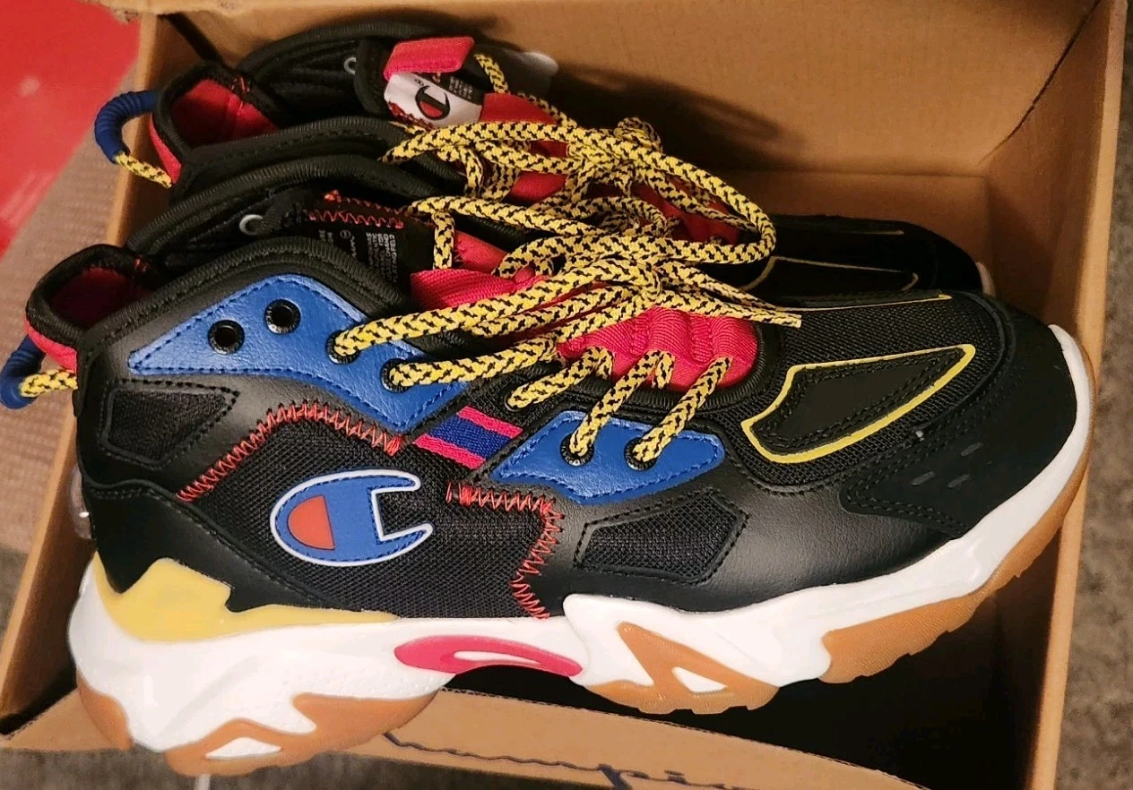NWT Champion Bromad Slice "Black/Multi" Grade School Boys' Shoe CP102252Y - SZ 7