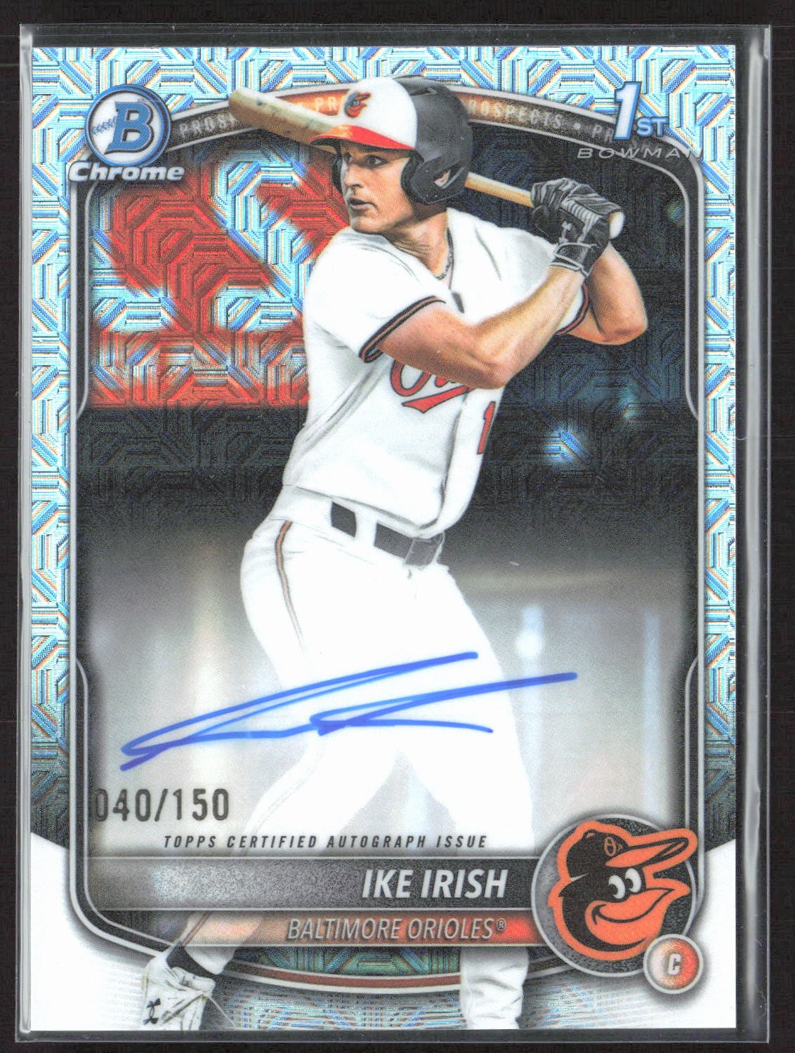 2025 Bowman Draft Ike Irish Chrome Autograph HTA Refractor /150 Orioles