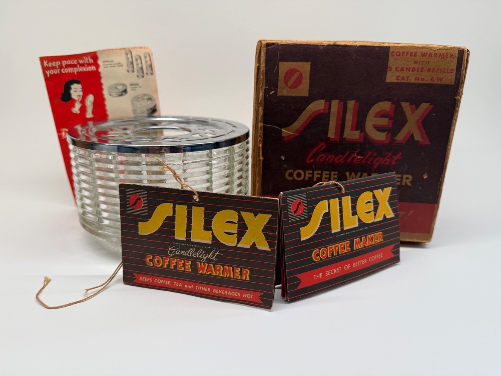 Early Silex Candlelight Coffee Warmer &ldquo;Patent Applied For&rdquo; + Box & Instructions