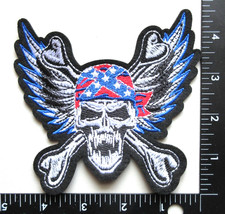   SKULL AND CROSSBONES REBEL SKULL BIKERS VEST JACKET EMBROIDERED IRON ON PATCH
